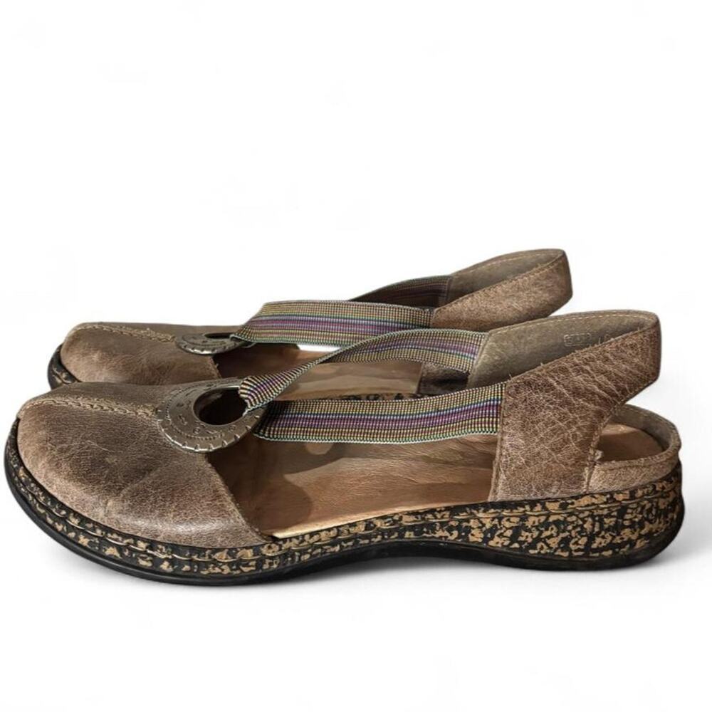 Rieker Antistress Brown Leather Ring Accent Slingback Sandals EU 39 US 8-8.5